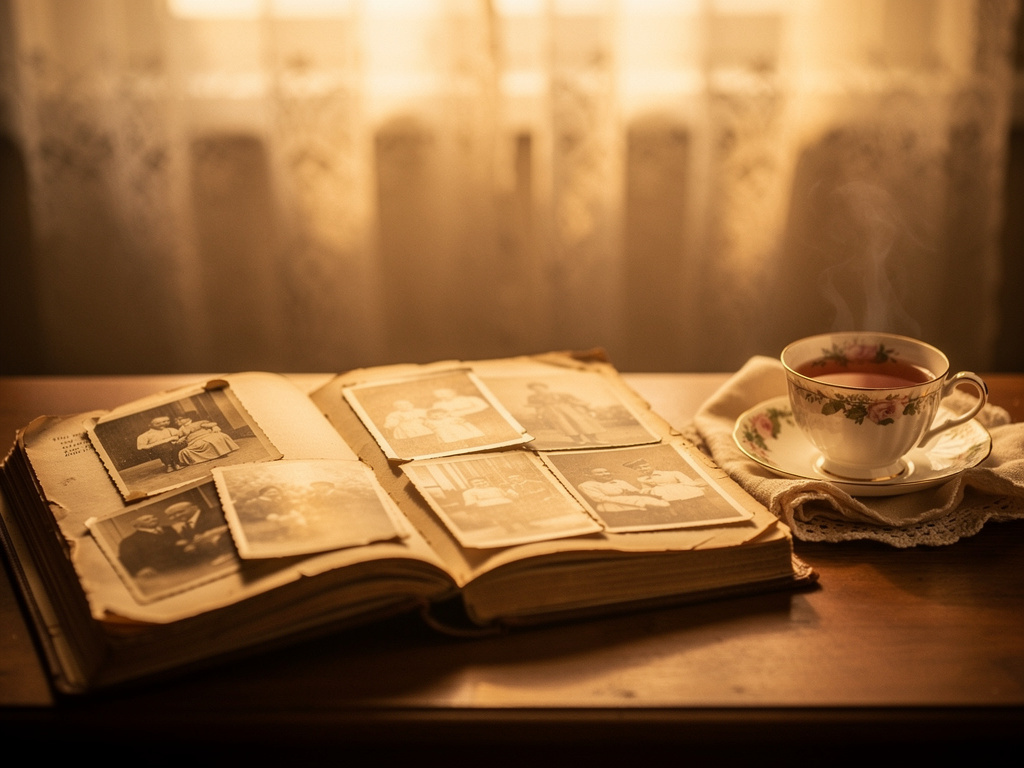 Warm childhood home representing earliest memories and origins